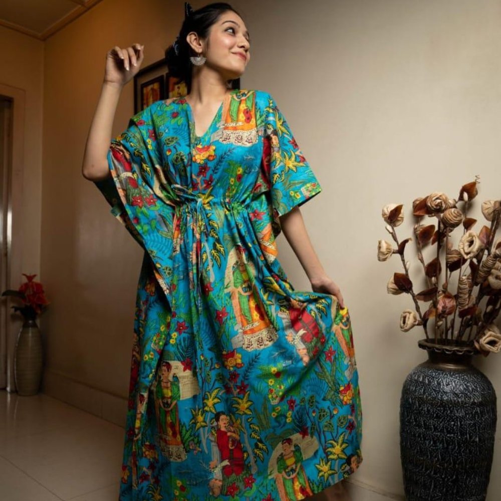 BRAND NEW Indian Handmade Long Kaftan Dress Beach Wear Bridesmaid Gift - Picture 2 of 5
